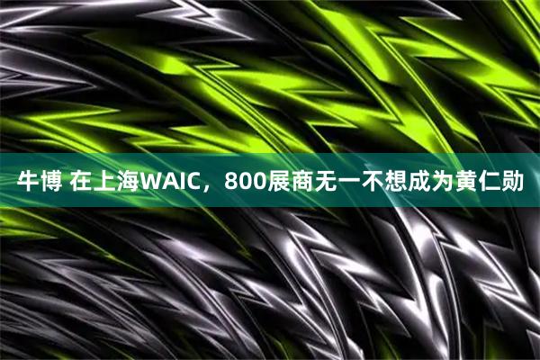 牛博 在上海WAIC，800展商无一不想成为黄仁勋